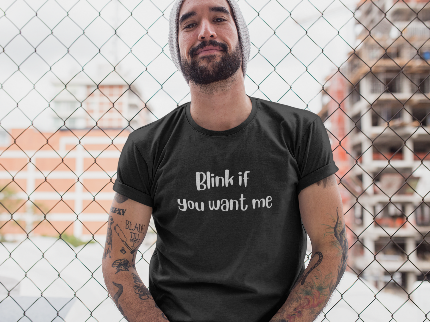 Blink if you want me Obnoxious Apparel - Funny Offensive Shirts for Men